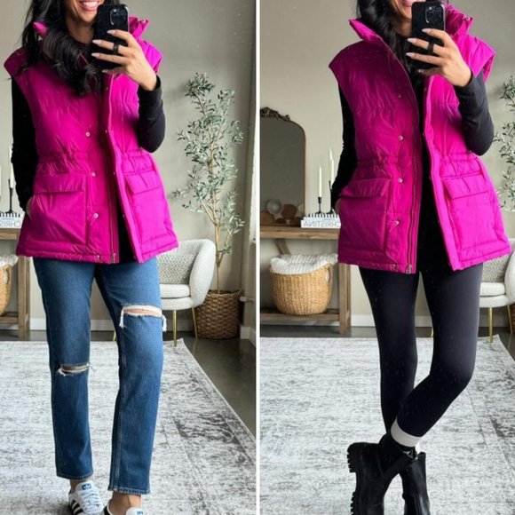 Universal Thread Puffer Vest - Raspberry Pink Fuschia NWT - Picture 4 of 12